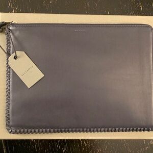 NWT All Saints Fleur de Lis Pouch L Midnight Blue